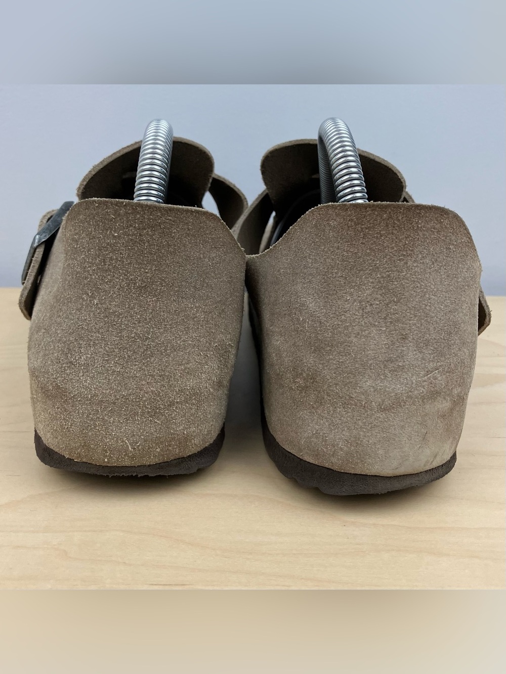Birkenstock Men’s Size 41 / 8.0 London Taupe Suede Clogs Buckle Strap Shoes - Picture 7 of 11